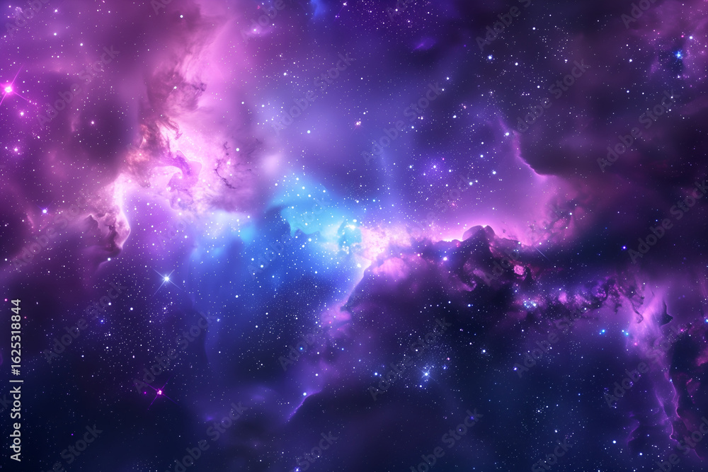 Naklejka premium Vibrant Cosmic Galaxy with Starry Nebula