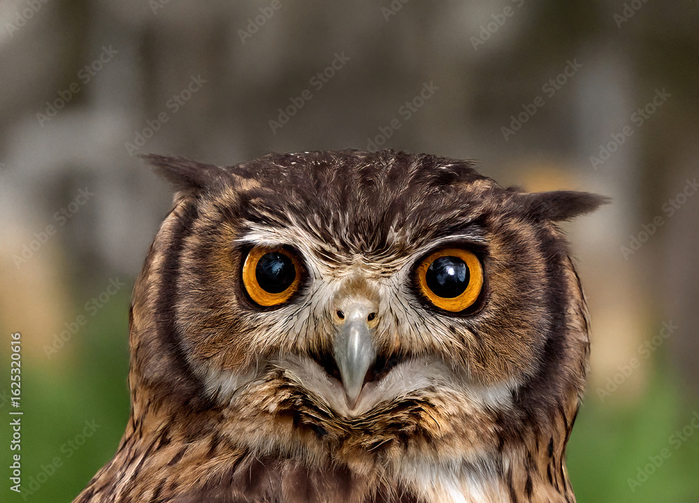Obraz premium Eulenportrait - Eule mit großen Augen