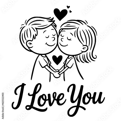 Eternal Affection: A heartwarming illustration of two people in love holding hands, symbolized by hearts and an expression of enduring love.