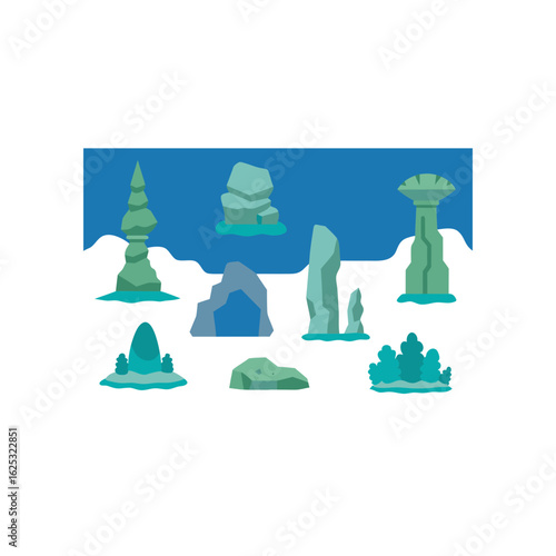  different undersea rock formation set   