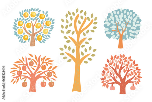 Artistic Trees: A vibrant collection of artistic trees, each with its own unique form, color palette, and charm.
