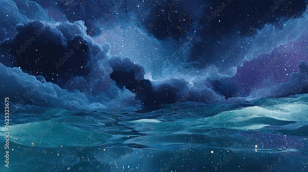 Fototapeta premium Night Sky With Stars And Clouds