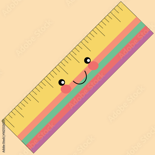Cute ruler with smile and measurement lines Art  Illustration