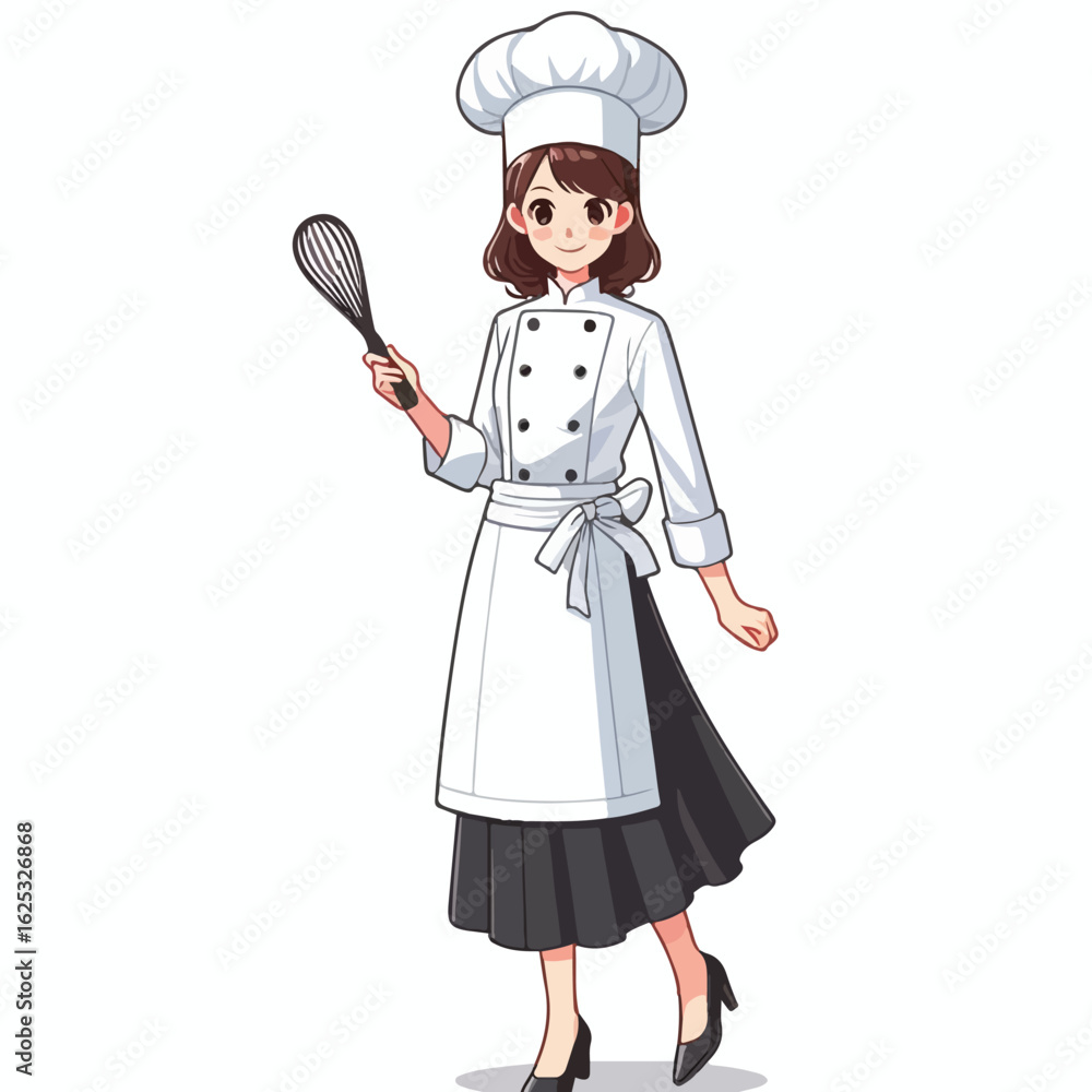 Naklejka premium vector image of a full-bodied female chef