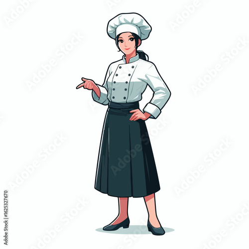vector image of a full-bodied female chef