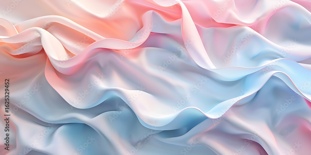 Obraz premium Pastel-hued fabric waves creating a serene gradient effect 