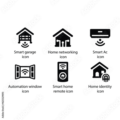 Smart garage, Home networking, Ac, Automation window, Home remote, Home identity, icon