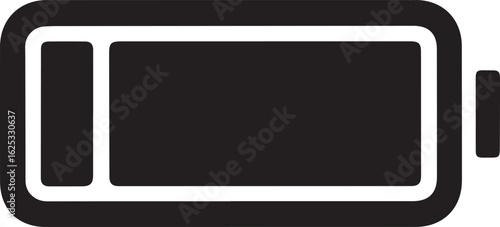 Low Battery Indicator Symbol with Dark Filling and White Border for Power Saving Illustrations and UI Design