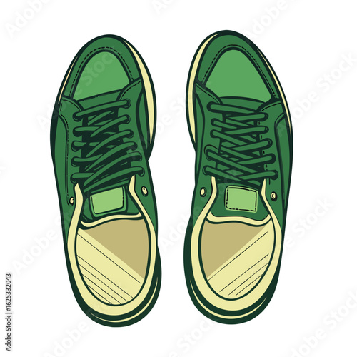 Green and yellow sneakers with laces shoes footwear