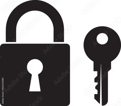 Lock and Key Icon Illustration Symbolic of Security and Access Control Protecting Assets and Information Safeguarding Privacy and Safety
