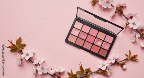 Blush Bloom Palette – Cherry Blossom Inspired Makeup Flatlay