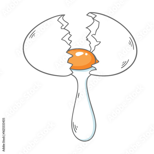Cracked egg with yolk and white spilling vector