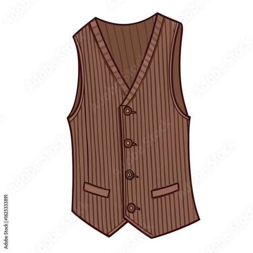 Brown pinstripe waistcoat with buttons and pockets vector