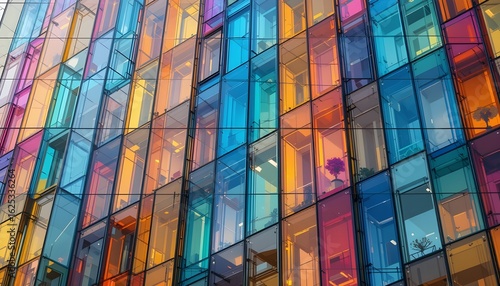 Colorful Geometric Glass Building Facade