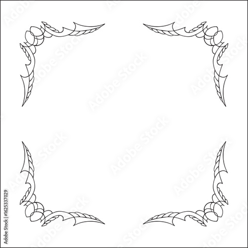 Foto Elegant black and white monochrome ornamental border with snitch for greeting cards, banners, invitations