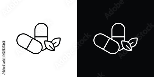 Herbal capsule icon symbol template for graphic and web design collection logo vector illustration