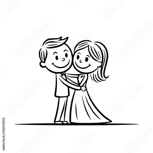 Couple's First Dance: A tender illustration captures the heartwarming embrace of a newlywed couple sharing their first dance, symbolized by unity and love.