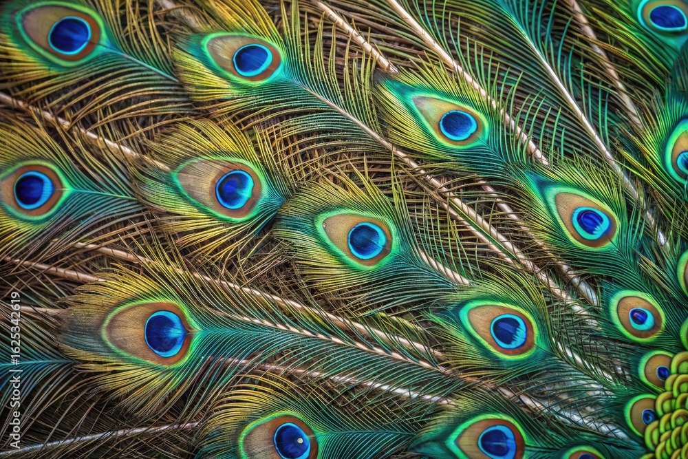 Obraz premium Colorful Peacock Feathers Showcasing Vibrant Patterns in Nature