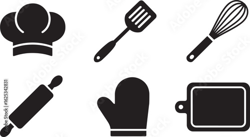 Essential Kitchen Utensils Icons Set A Collection of Vector Graphics for Culinary Designs