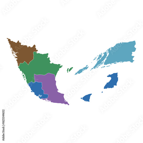 Multi- Colored Map of Indonesia Archipelago geography country