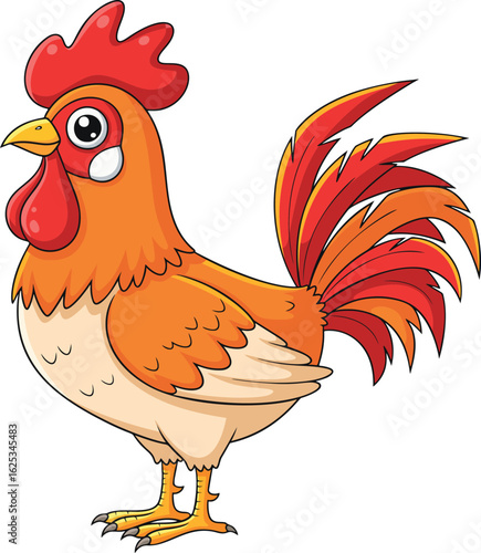 Cartoon Rooster Vector Illustration