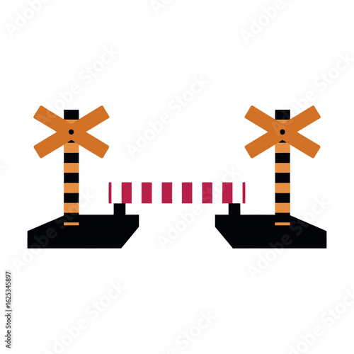 Railroad Crossing Gate with Barrier and Warning Signs safety