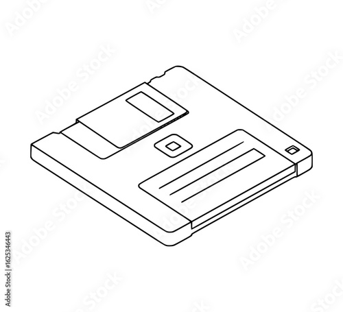 Isometric Diskette Line Art