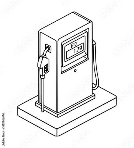Isometric Fuel Pump Line Art