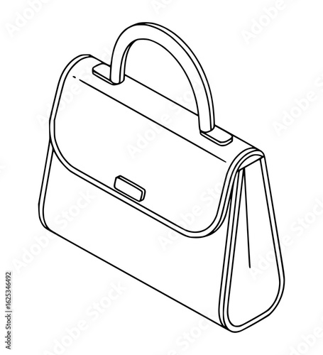 Isometric Handbag Line Art