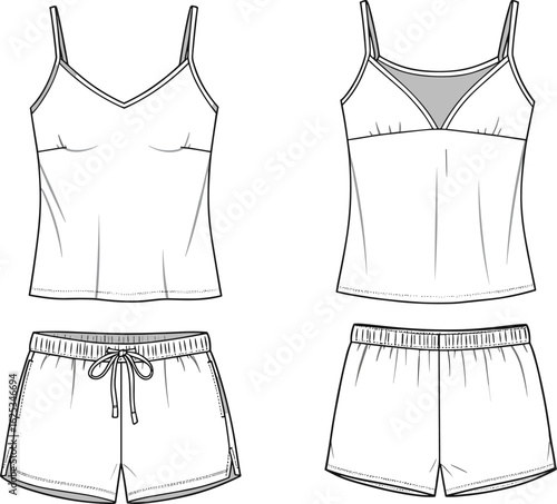 Women's sleepwear set, camisole and shorts, loungewear outfit, summer nightwear, casual comfy wear, breathable design, must-have pajama set