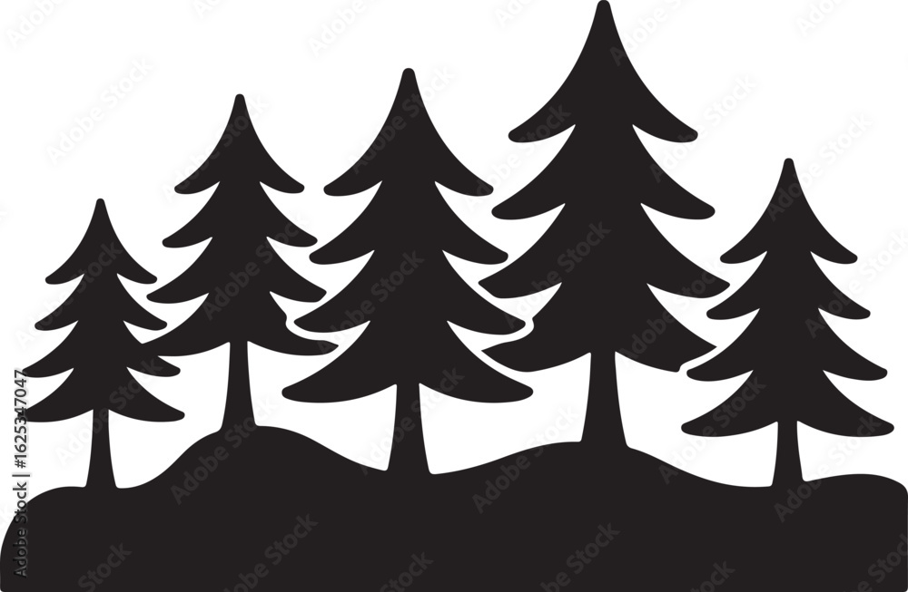 Obraz premium Black pine trees on rolling hills forest nature