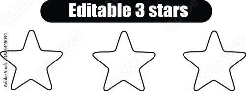 Three star rating outline icon for review and feedback