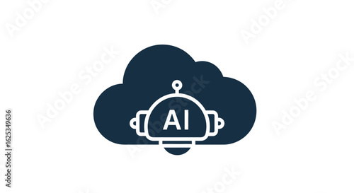 A cloud with a robot face containing the letters ai representing artificial intelligence in white color