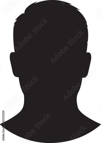 Silhouette of a mans head and shoulders in solid black providing anonymity and intrigue for diverse design projects and conceptual presentations
