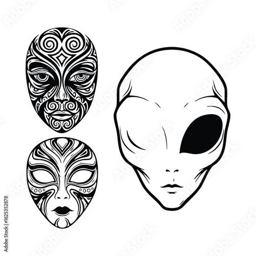 Tribal mask alien face