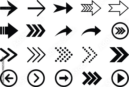 "Vector Arrow Icon Set – High-Resolution Black Direction Symbols Collection"
