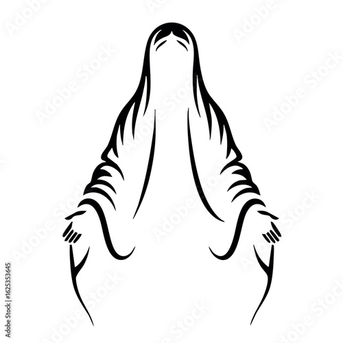 Virgin Mary Vector illustration, Mother Of God Clipart Design, mother of Jesus Art