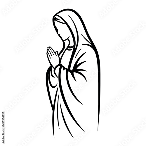 Virgin Mary Vector illustration, Mother Of God Clipart Design, mother of Jesus Art