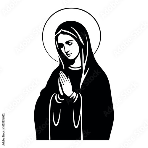 Virgin Mary Vector illustration, Mother Of God Clipart Design, mother of Jesus Art