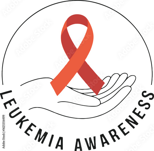 Leukemia Awareness Ribbon in Hand Circle Frame for Healthcare Support and Hope Campaign