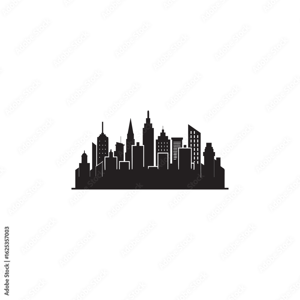 Naklejka premium Modern black City Skyline Silhouette Vector