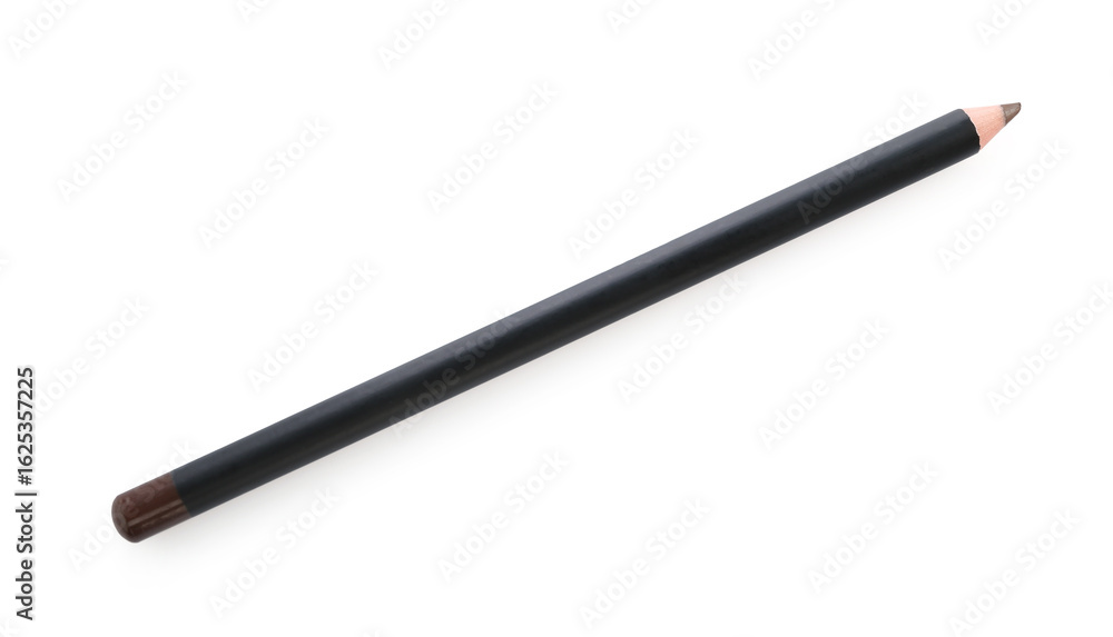 One brown eyebrow pencil isolated on white, top view One brown eyebrow pencil isolated on white, top view