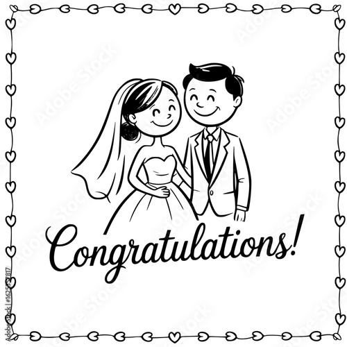 Eternal Bond: A romantic illustration of a newly wedded couple, standing side by side, epitomizing the union of love and a heartfelt message.