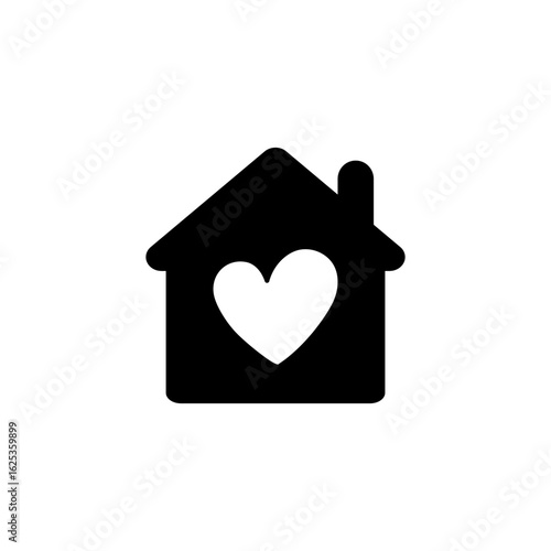 Simple House with Heart Symbol Vector Graphic