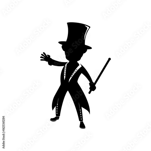 Ringmaster Magician Boy Silhouette Vector Graphic