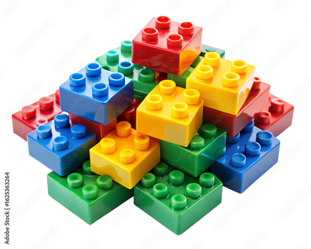 Obraz premium Colorful building blocks toy isolated on transparent background