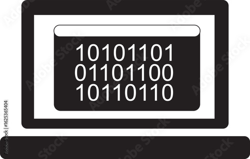 Flat Vector Icon of Binary Code Screen for Programming, Machine Language, or Tech Logic Design