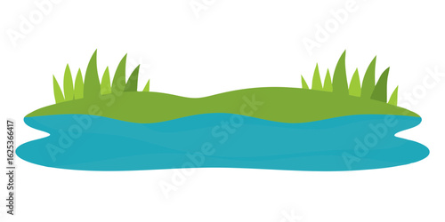 Enchanted Garden Grass Border Cartoon Vector Magical Landscape Design Element