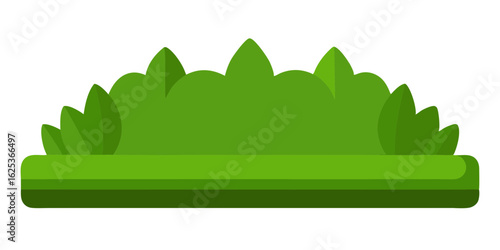 Hedge Garden Grass Patch Cartoon Vector for Backyard Landscape Design