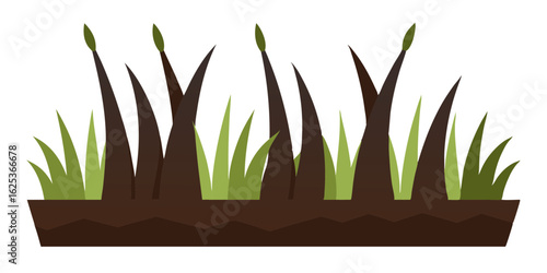 Swamp Grass Cartoon Vector with Dark and Muddy Hues for Wetland Scenes